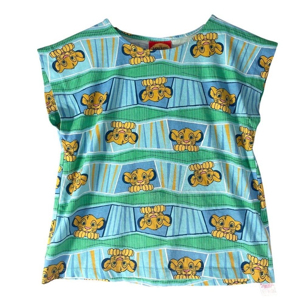 Disney Lion King Simba Shirt Womens XS Blue Green Cape Sleeve Animal Kingdom Top